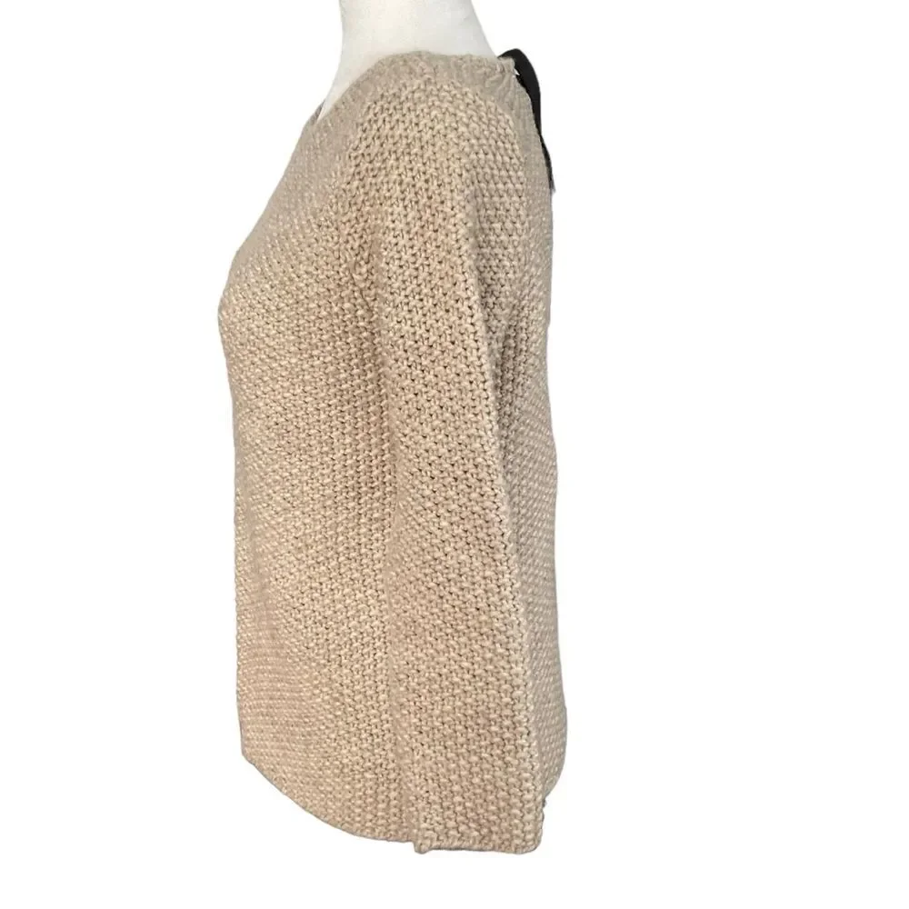 Zara Knit Cream Back Tie Neckline Size M